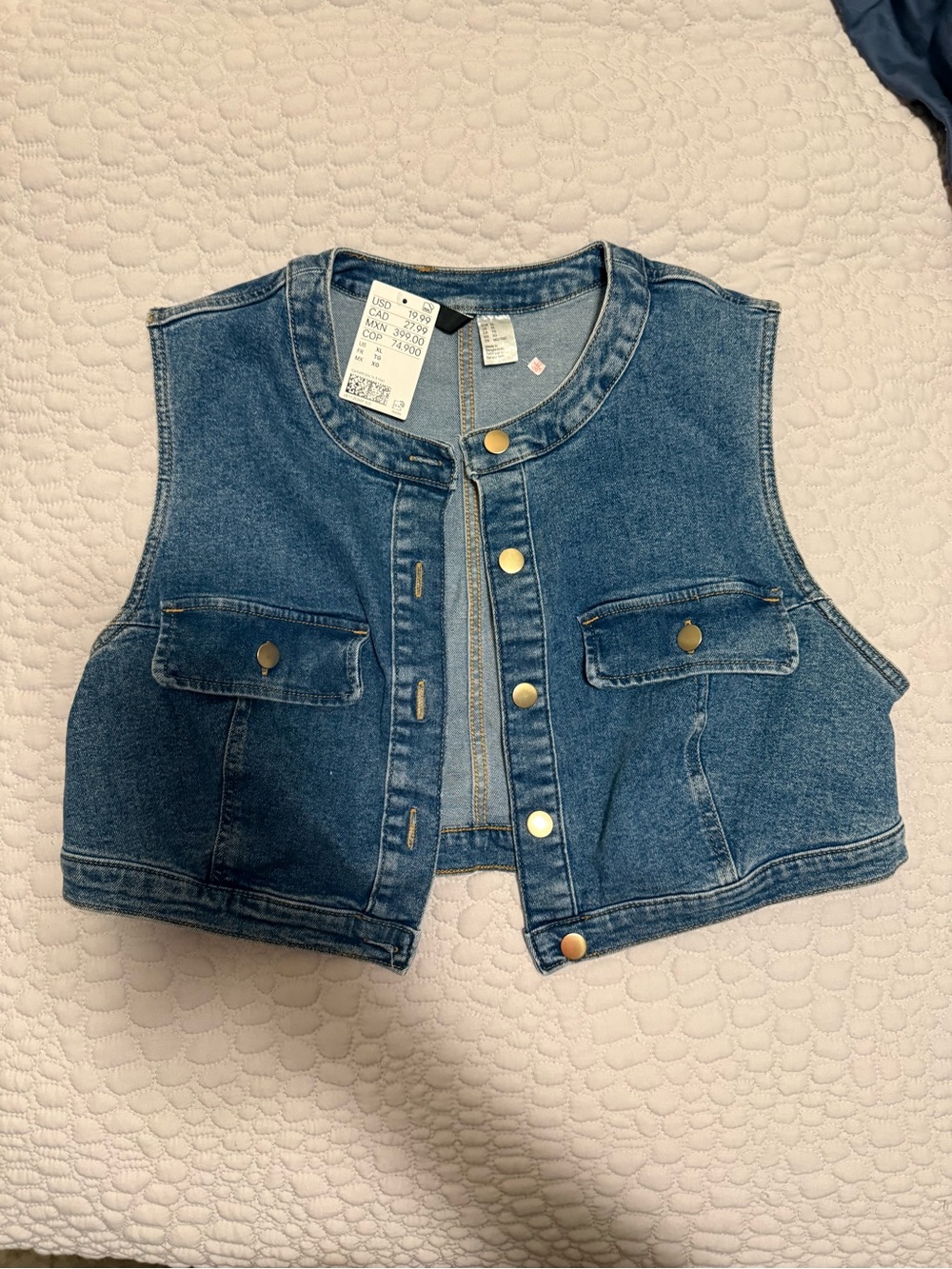 H&M Blue Denim Vest with Snap Buttons
